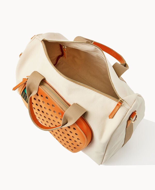 Dooney & Bourke Canvas Pickleball Duffle 40 Natural Tangerine