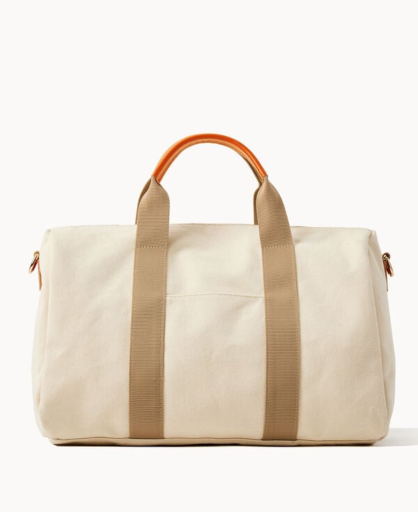 Dooney & Bourke Canvas Pickleball Duffle 40 Natural Tangerine