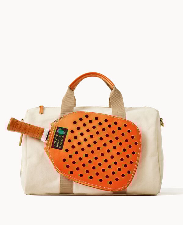dooney & bourke Canvas Pickleball Duffle 40 Natural Tangerine