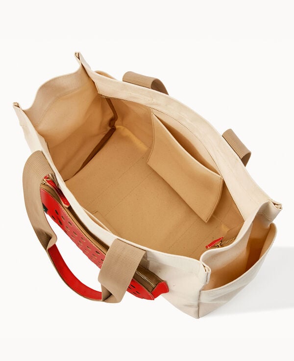 Dooney & Bourke Canvas Pickleball Tote 40 Natural Red