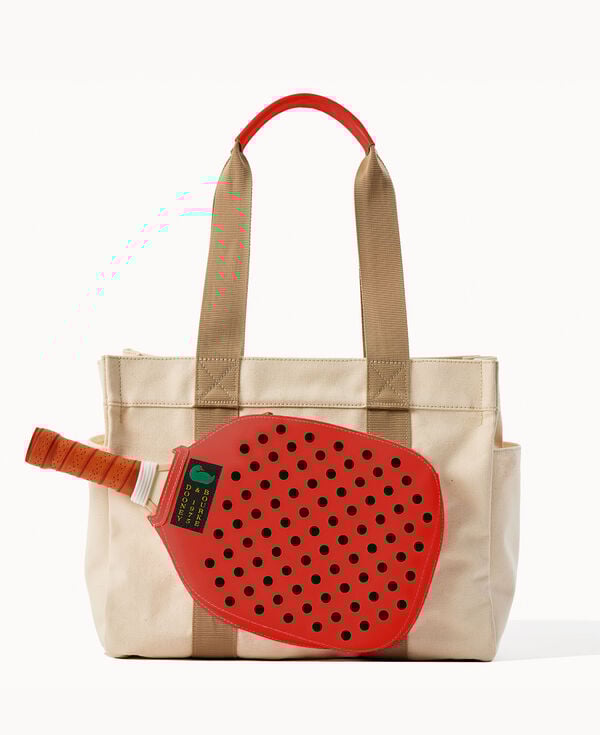 dooney & bourke Canvas Pickleball Tote 40 Natural Red