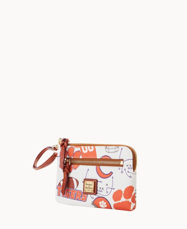 Dooney & Bourke Collegiate Clemson University Zip Around Wristlet White Multi