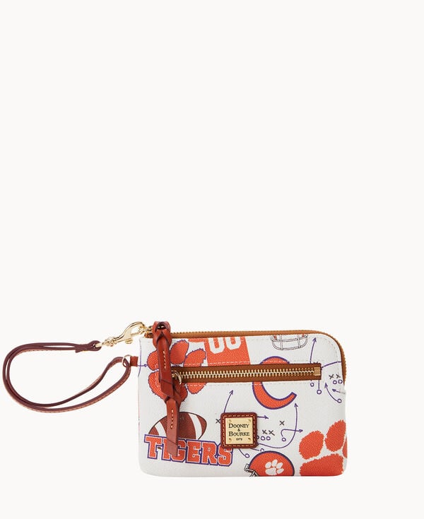 dooney & bourke Collegiate Clemson University Zip Around Wristlet White Multi