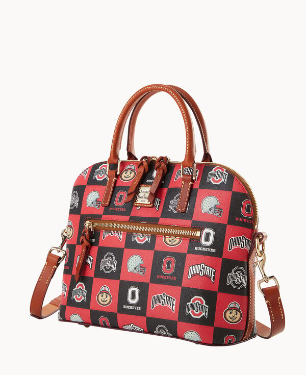 Dooney & Bourke Collegiate Ohio State University Domed Zip Satchel Red