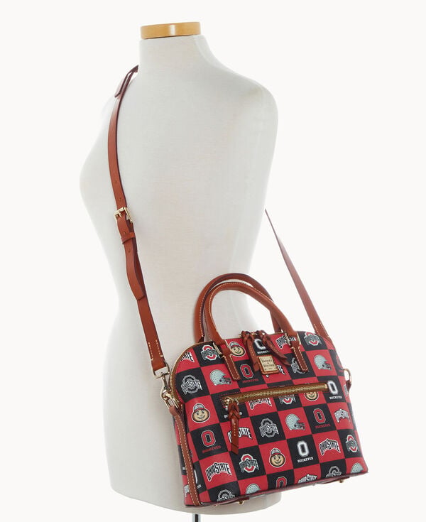 Dooney & Bourke Collegiate Ohio State University Domed Zip Satchel Red