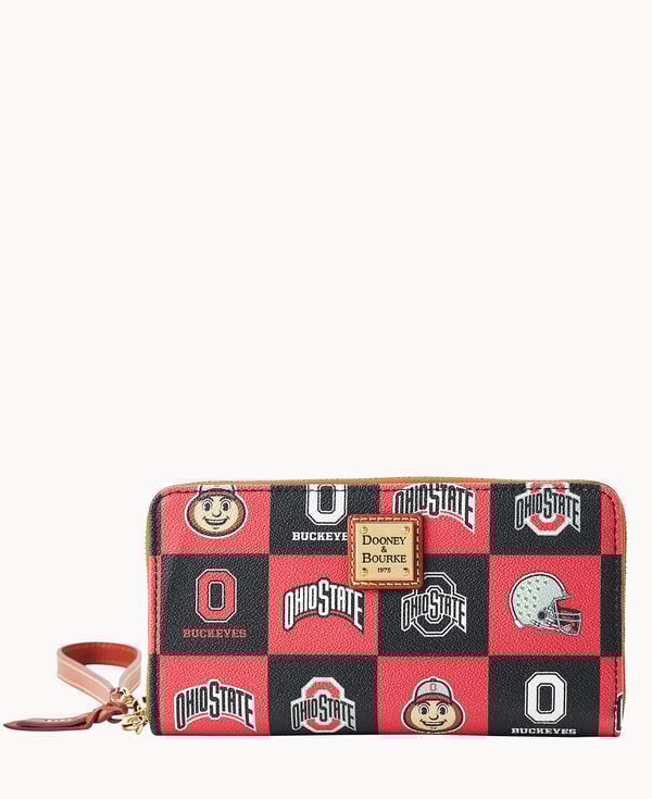dooney & bourke Collegiate Ohio State University Large Zip Around Wristlet Red