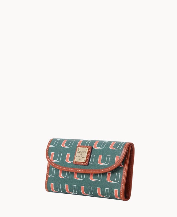 Dooney & Bourke Collegiate University Of Miami Continental Clutch Green
