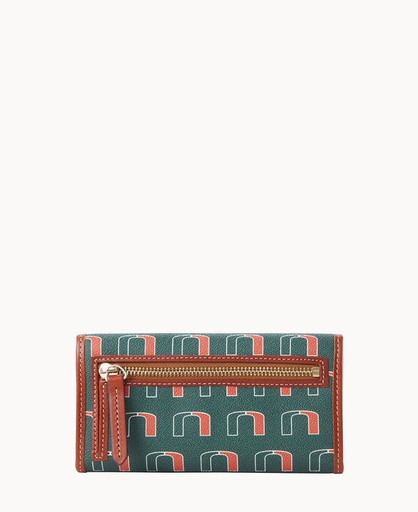 Dooney & Bourke Collegiate University Of Miami Continental Clutch Green