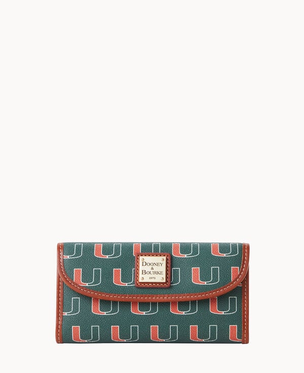 dooney & bourke Collegiate University of Miami Continental Clutch Green