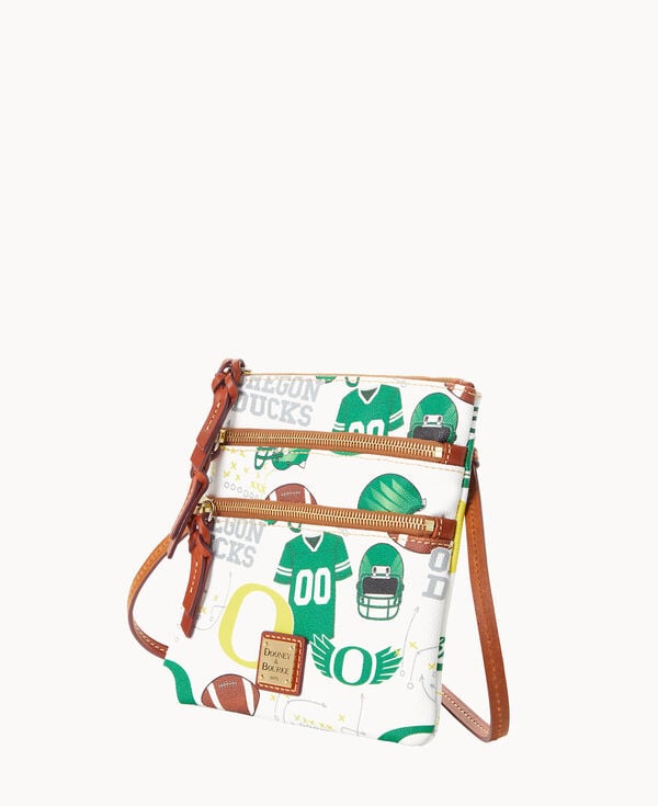 Dooney & Bourke Collegiate University Of Oregon North South Triple Zip Crossbody White Multi