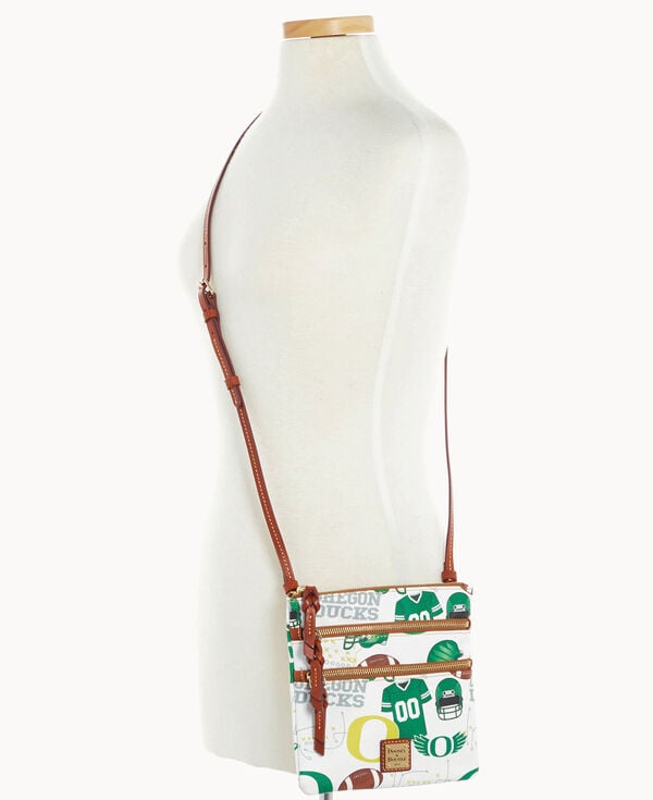Dooney & Bourke Collegiate University Of Oregon North South Triple Zip Crossbody White Multi
