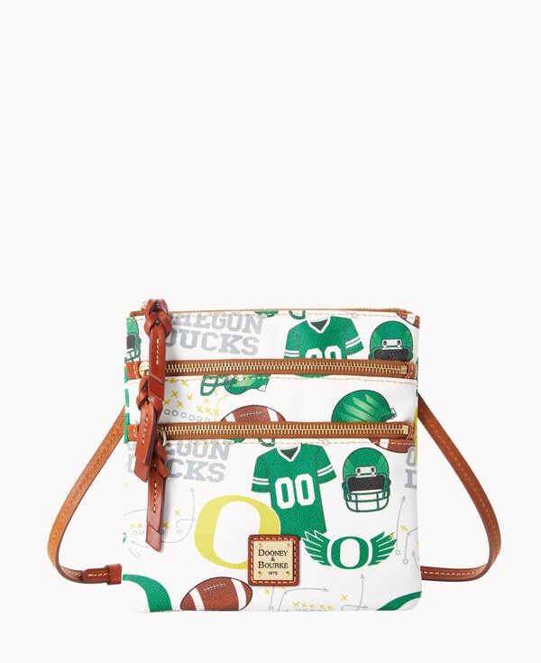 dooney & bourke Collegiate University of Oregon North South Triple Zip Crossbody White Multi