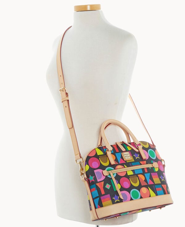 Dooney & Bourke Art Deco Domed Zip Satchel Black