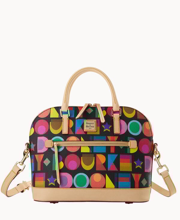 dooney & bourke Art Deco Domed Zip Satchel Black