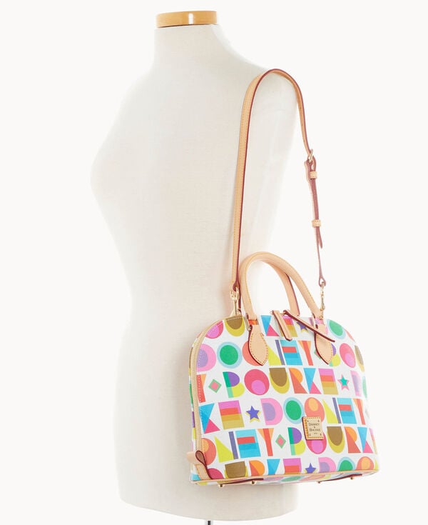 Dooney & Bourke Art Deco Zip Zip Satchel White