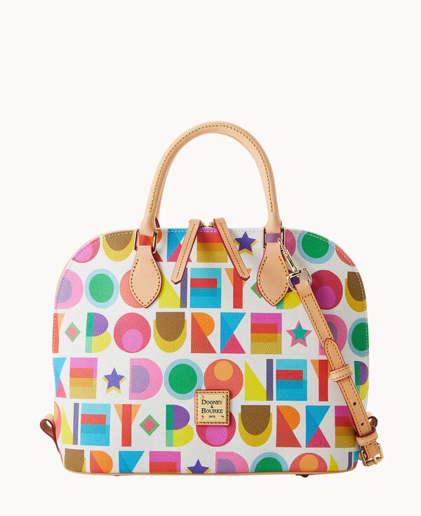 dooney & bourke Art Deco Zip Zip Satchel White