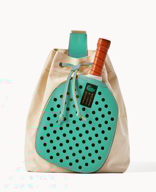 dooney & bourke Canvas Pickleball Sling Natural Aqua