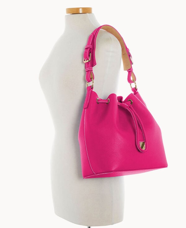 Dooney & Bourke Lucca Leather Drawstring Fuchsia