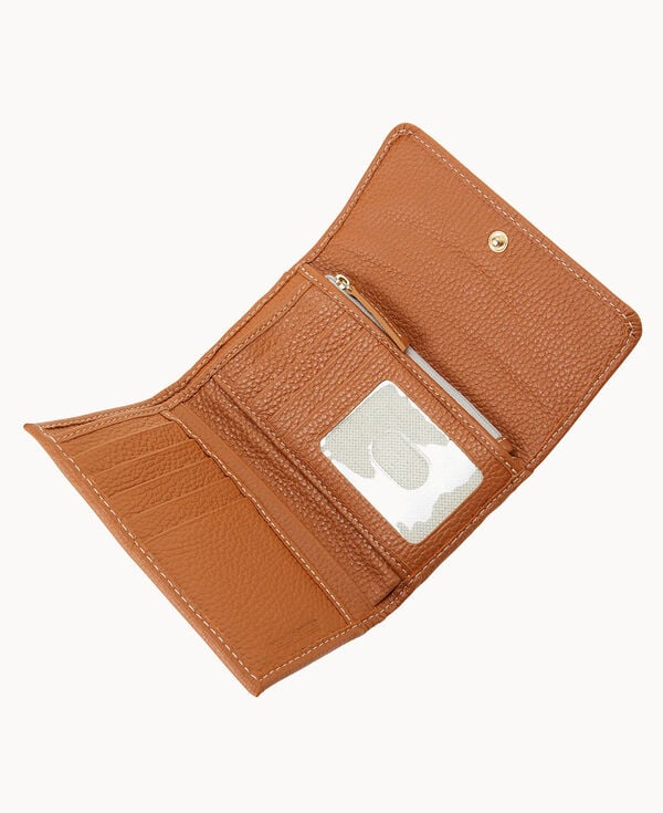 Dooney & Bourke Lucca Leather Flap Wallet Caramel