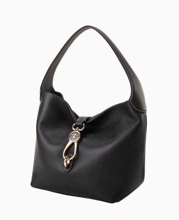 Dooney & Bourke Lucca Leather Logo Lock Hobo Black