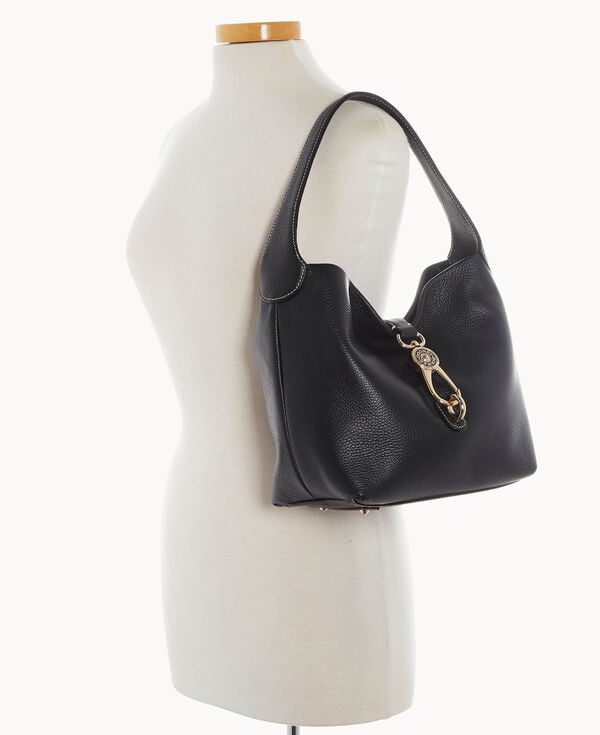 Dooney & Bourke Lucca Leather Logo Lock Hobo Black