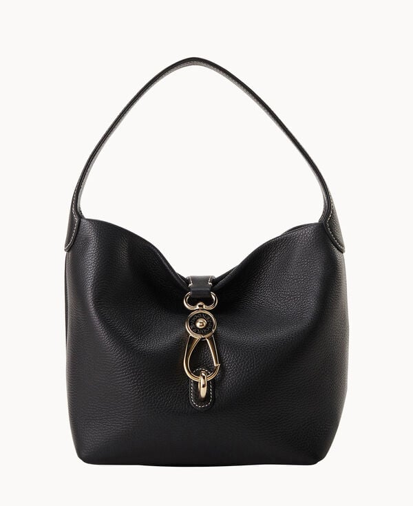 dooney & bourke Lucca Leather Logo Lock Hobo Black