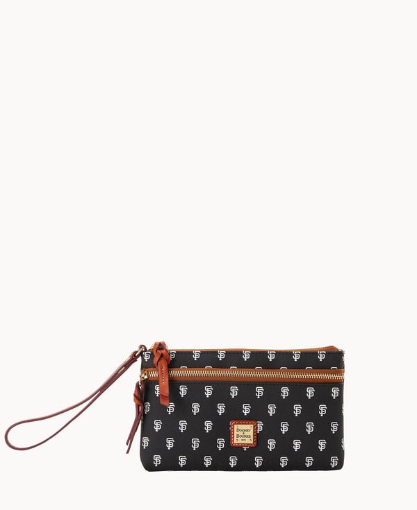 dooney & bourke MLB Giants Double Zip Wristlet Black