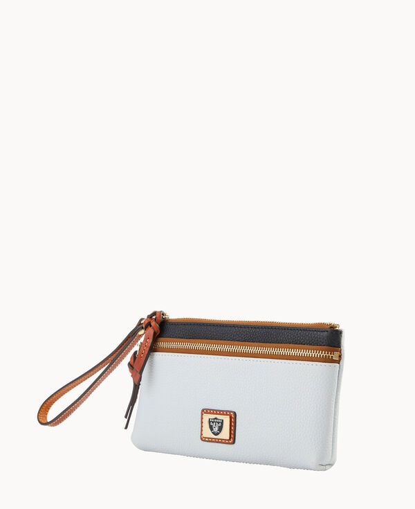 Dooney & Bourke NFL Raiders Double Zip Wristlet Fog