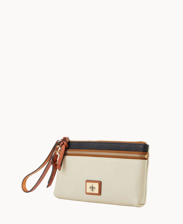 Dooney & Bourke NFL Saints Double Zip Wristlet Bone