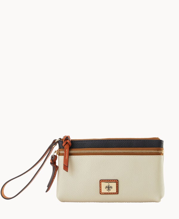 dooney & bourke NFL Saints Double Zip Wristlet Bone