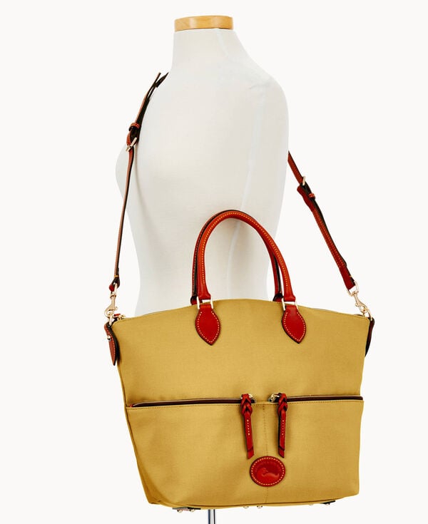 Dooney & Bourke Nylon Large Pocket Satchel Khaki