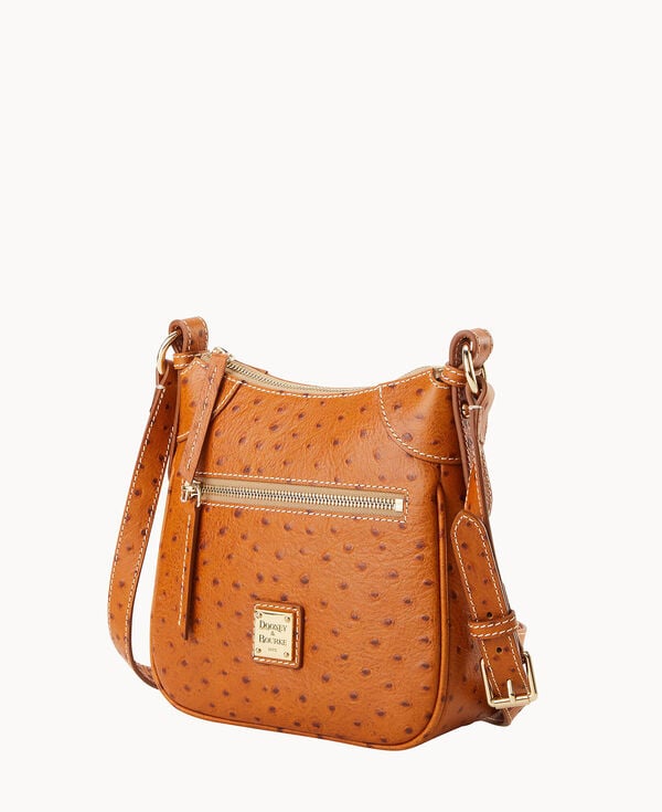 Dooney & Bourke Ostrich Front Zip Crossbody Caramel