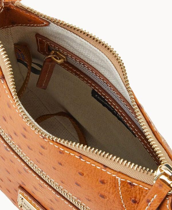 Dooney & Bourke Ostrich Front Zip Crossbody Caramel