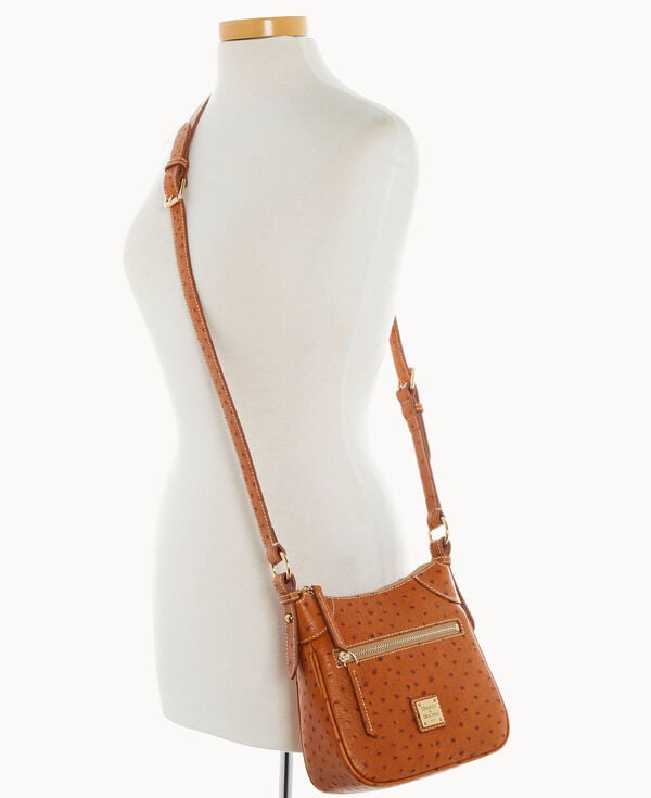 Dooney & Bourke Ostrich Front Zip Crossbody Caramel