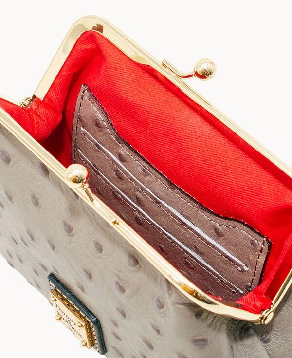 Dooney & Bourke Ostrich Large Framed Purse Grey