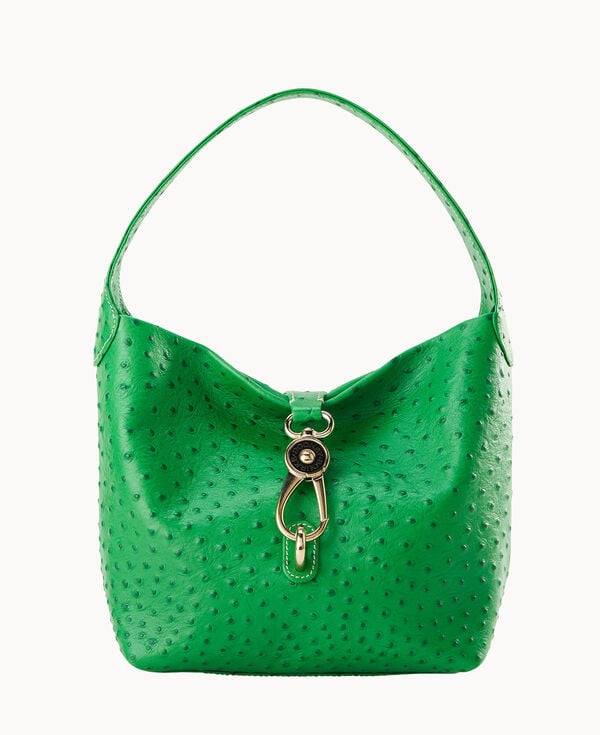 dooney & bourke Ostrich Logo Lock Hobo Kelly Green