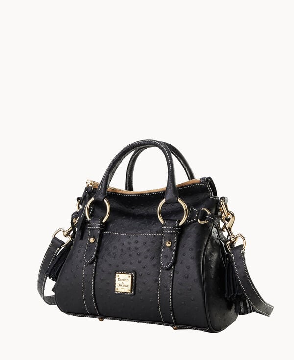 Dooney & Bourke Ostrich Satchel With Pocket Black