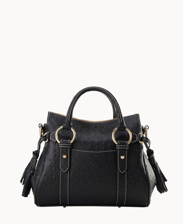 Dooney & Bourke Ostrich Satchel With Pocket Black