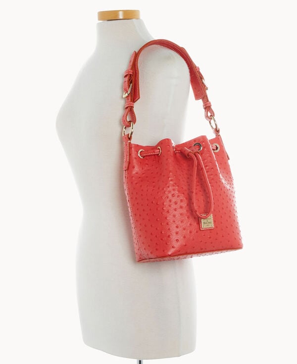 Dooney & Bourke Ostrich Small Drawstring Geranium