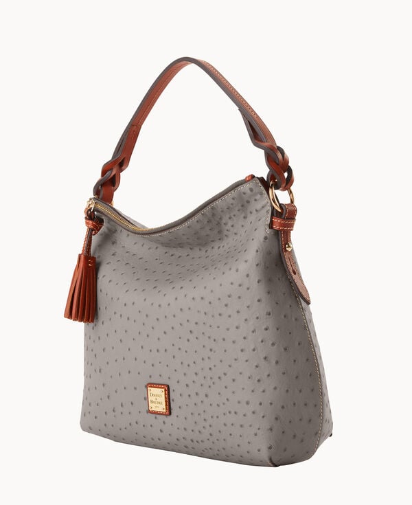 Dooney & Bourke Ostrich Twist Strap Hobo Grey