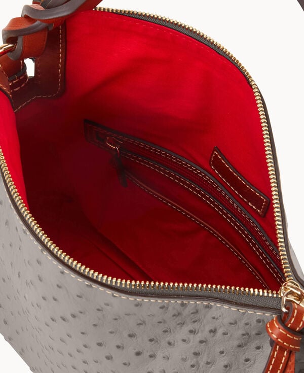 Dooney & Bourke Ostrich Twist Strap Hobo Grey