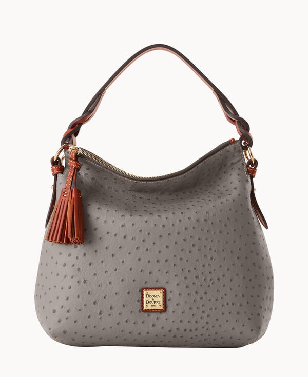 dooney & bourke Ostrich Twist Strap Hobo Grey