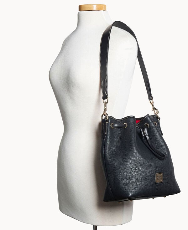 Dooney & Bourke Pebble Grain Drawstring Black Black