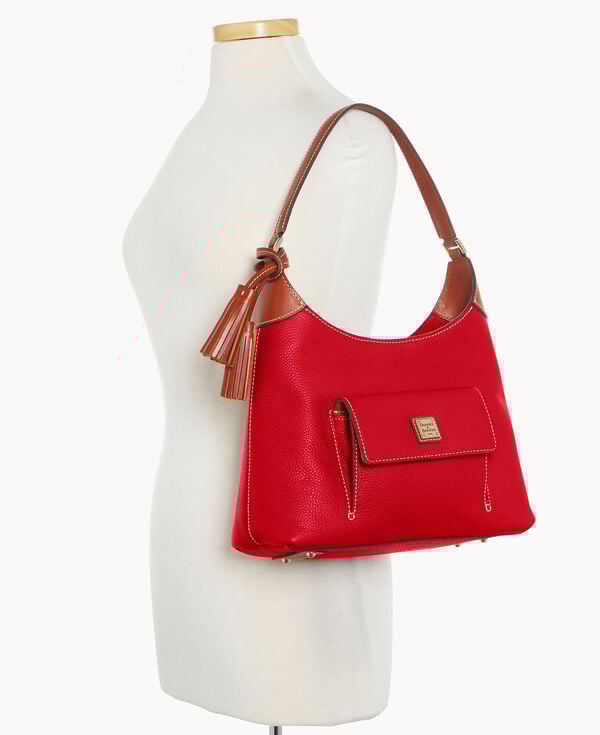 Dooney & Bourke Pebble Grain Small Hobo Red