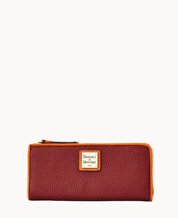 dooney & bourke Pebble Grain Zip Clutch Bordeaux
