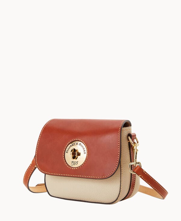 Dooney & Bourke Pebble Turnlock Flap Saddle Bone