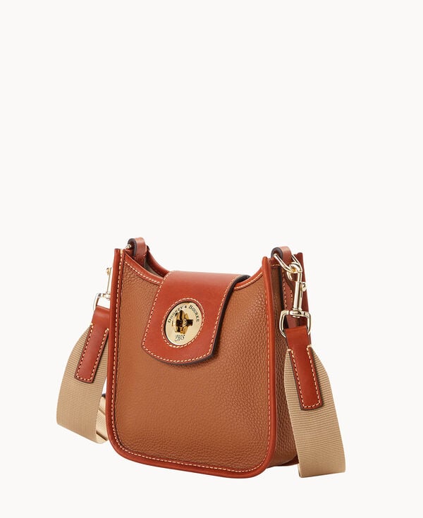 Dooney & Bourke Pebble Turnlock Messenger 20 Caramel