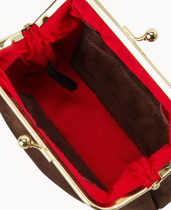 Dooney & Bourke Suede Large Framed Purse Brown Tmoro