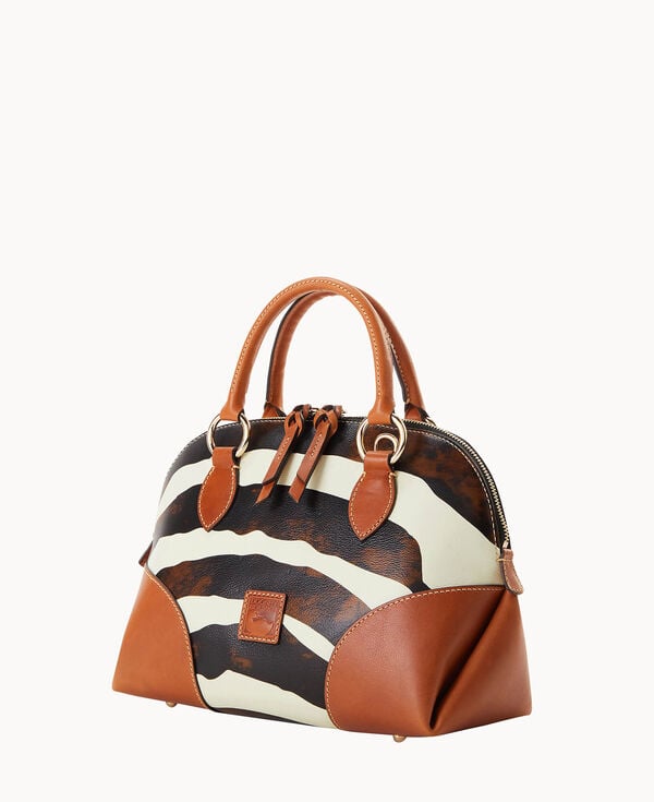 Dooney & Bourke Zebra Leather Domed Satchel Zebra