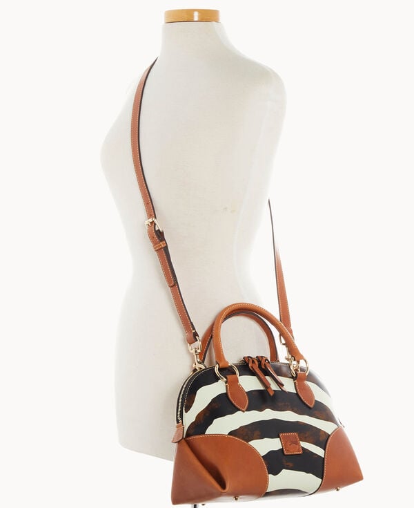 Dooney & Bourke Zebra Leather Domed Satchel Zebra
